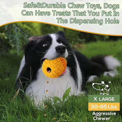 Dog Toy for Aggressive Chewers Large Breeds, Indestructible Dog Teeth Clean, Pineapple Tough Treat Dispensing Toys for Large Dogs (Giant)