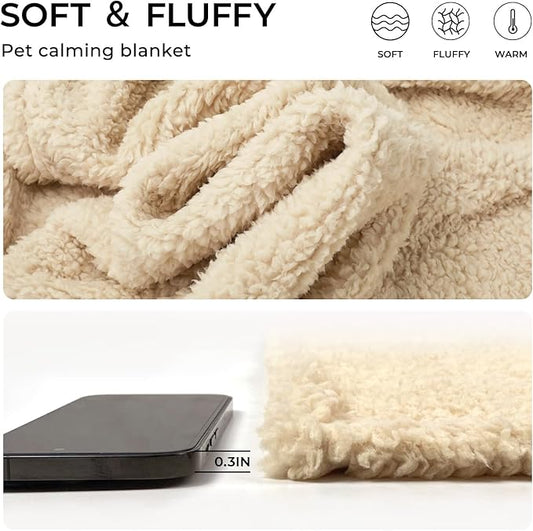 Luciphia Premium Fleece Dog Puppy Blanket Soft Pet Sherpa Calming Cat Blanket Throw for Small Medium Dog Cat(Beige,57x40 inches)