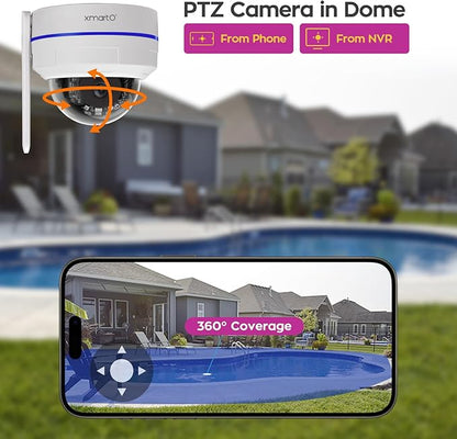 xmartO [AI Tracking Dome CAM 2K HD Metal Dome PTZ Wireless Security Camera with Automatic Tracking, 2-Way Audio and Night Vision (Standalone WiFi Camera, DPM3034 4-Pack)