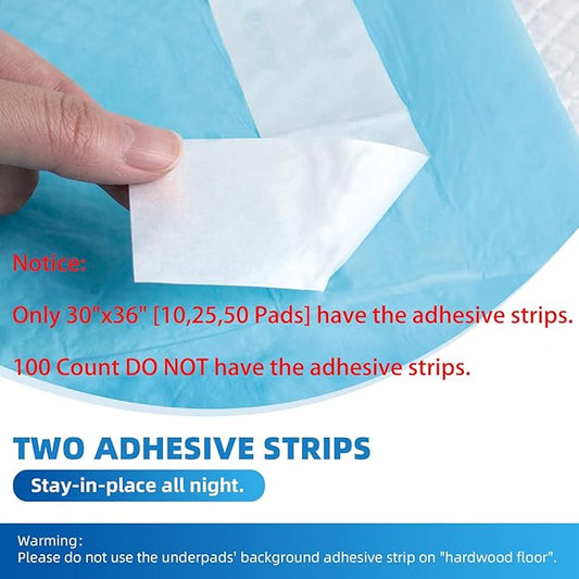 Bed Pads with Adhesive Strip 30"x36" Thicken Elderly Adults Incontinence Underpads Disposable,Heavy Duty Absorbent Chucks Waterproof,XL Extra Large Puppy Pee Training Pad[25 Pads]