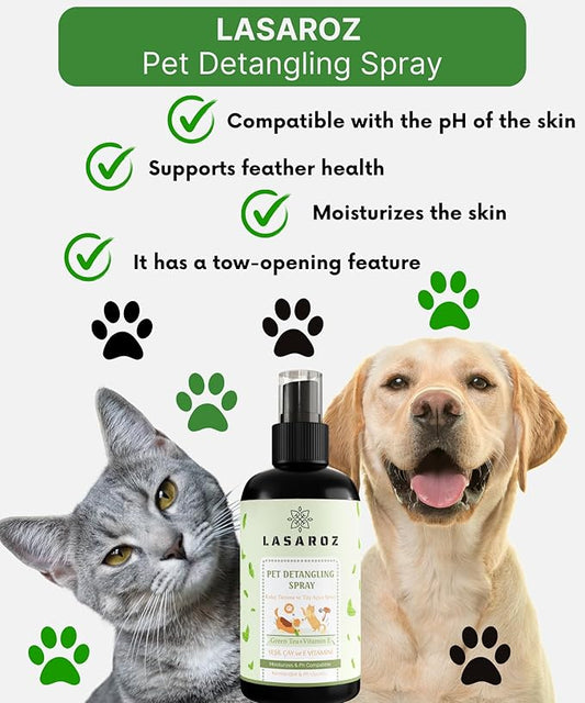 Pet Detailing Spray | Cat Dog Pet Easy Combing Spray | Green Tea and Vitamin E Moisturizer Pet Spray