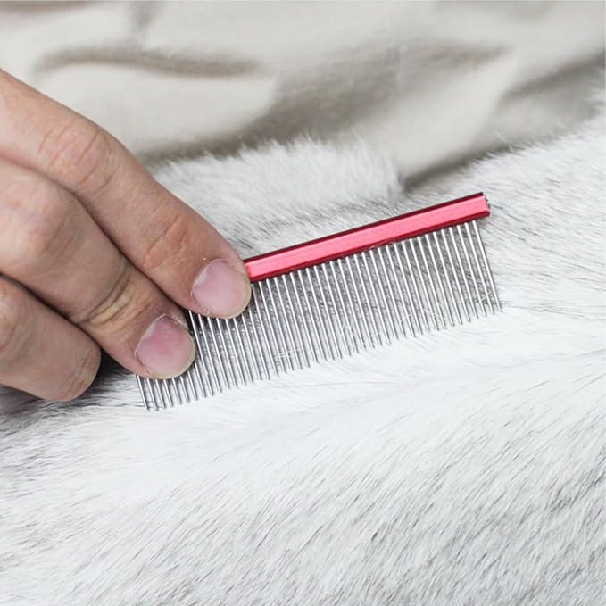 Cat & Dog Grooming Comb - Rat Tail Design with Rounded Ends for Safe Dematting, Hairstyling & Tangle Removal