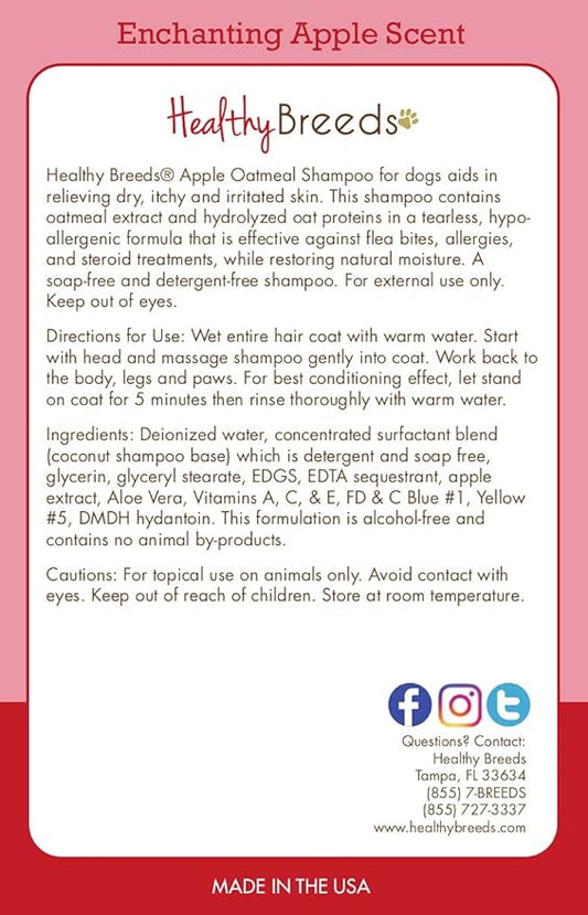 Healthy Breeds Boston Terrier Apple Oatmeal Dog Shampoo - All Natural, Tearless & Hypoallergenic Cleanser & Conditioner - Best for Dry, Itchy or Irritated Skin - 8 oz