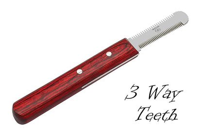 Brutul Bee Dog Grooming Coat Stripping Knife Stripper Trimmer Tool Wooded Handle Stripping Knives Set of 6 in Stainless Steel Non-Slip Tools for Grooming Dogs (Red)
