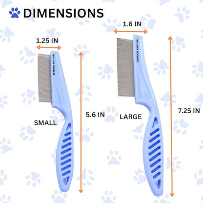 Dog Face Comb, Flea Comb for Dogs, Fine Tooth Tear Stain Remover, Removes Crust, Mucus, and Stains, Face Brush for Poodles & Other Breeds, Grooming Comb for Pets, Large + Small [We Love Doodles]
