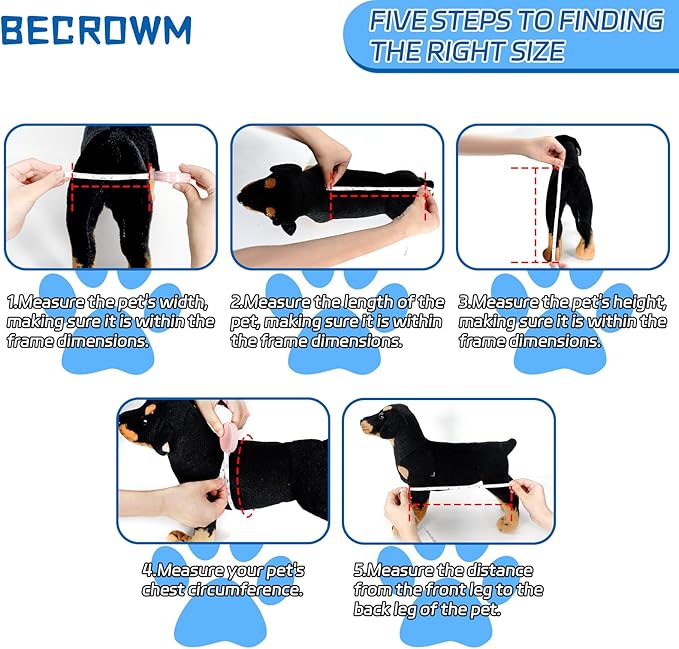 Small Dog Wheelchair for Back Legs, Light Weight Dog&Cat&Pets Wheelchair Cart with Disabled Hind Legs Walking, Adjustable Doggy Wheelchair Cart with Wheels for Back Legs