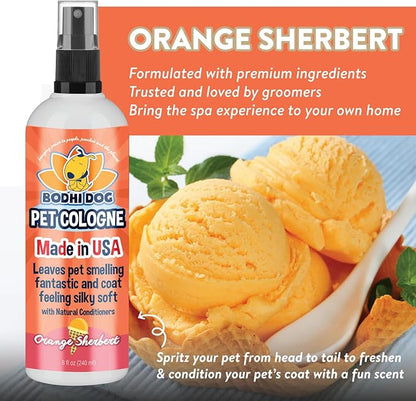 Bodhi Dog Natural Dog Cologne (Orange Sherbert) - Premium Scented Deodorizing Pet Perfume with Conditioner for Dogs & Cats - Keeps Pets Fresh & Clean - Gentle and Safe Formula, Made in USA (8 Fl Oz)