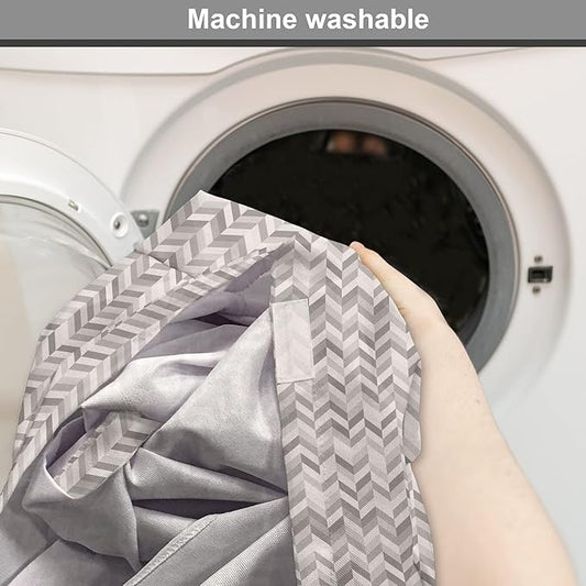 Lunarable Chevron Dog Crate Cover, Monochrome Stripes 3 Dimensional Pattern Geometric Chevron Design Abstract, Easy to Use Pet Kennel Cover for Medium Large Dogs, 42 Inch, Taupe and Grey