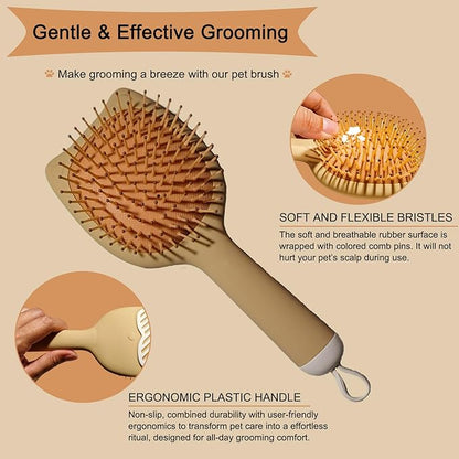 Soft Bristle Cat-Ear Puppy Brush Small Dogs Gentle Comb Grooming Tool Yorkie Shih Tzu Maltipoo Maltese (Brown)