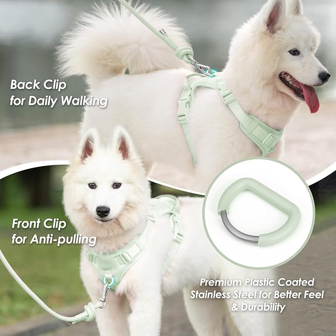 No Pull Dog Harness, Puppy Vest with Front Clip for Small Medium Large Sized Dog(Light Green,S)