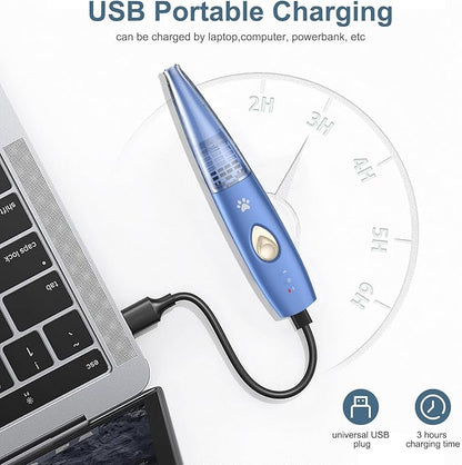 Upgraded Dog Paw Trimmer - Cordless Electric Grooming Clippers, Rechargeable Foot Trimmer for Small Pets, Cats & Dogs (Blue)