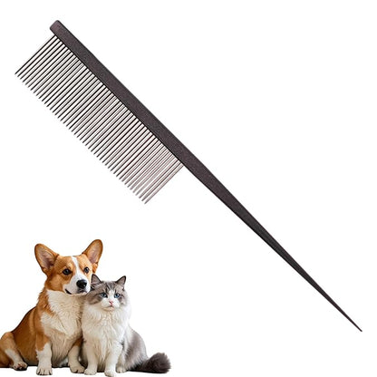 Grooming Pet Comb Rat Tail Dematting Cat and Dog Comb，Rounded Ends Design for Safe Tangle Removal, Hairstyling, Massage，Loose Hair Removal，Prevent Irritation，Fluffing Paws,Face,Tail,Remove Tear Stain