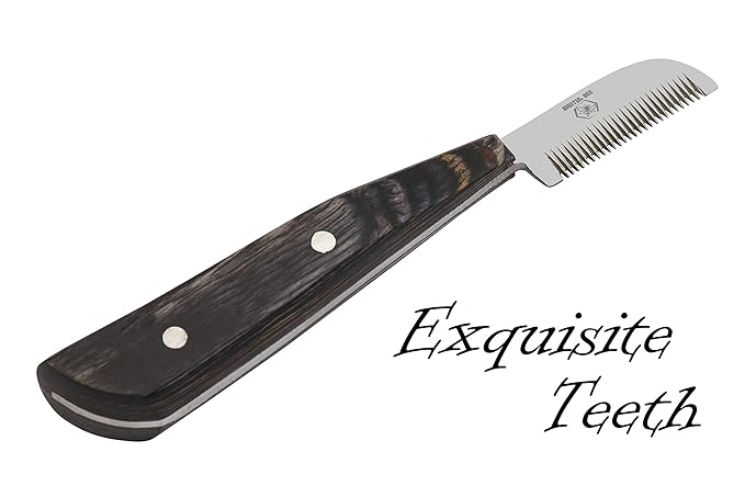 Brutul Bee Dog Grooming Coat Stripping Knife Stripper Trimmer Tool Wooded Handle Stripping Knives Set of 6 in Stainless Steel Non-Slip Tools for Grooming Dogs (Black)