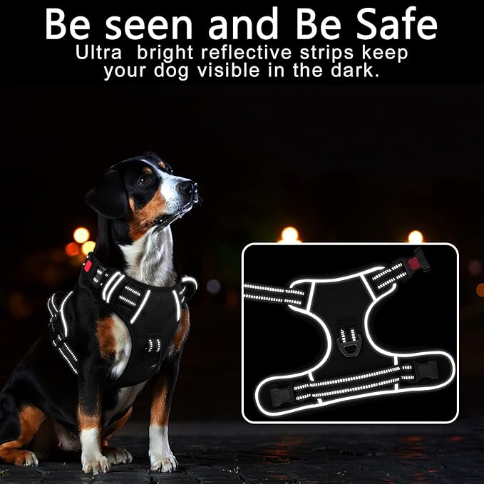 Timos Dog Harness,NO Need Go Over Dogs Head 3 Snap Buckles Pet Harness with 2 Leash Clips,Adjustable Soft Padded No-Pull,Reflective No-Choke Oxford Vest for Small Medium Large Dogs,X-Large(Packof1)