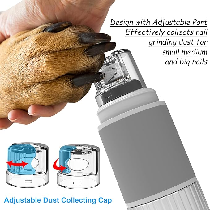 Dog Nail Grinder 10h Working Time Powerful Professional Quiet Electric Pet Nail Trimmer Stepless Speed Regulation Painless Nail File for Large Medium Small Dogs and Cats