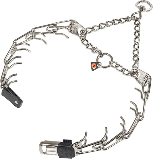 Herm Sprenger Dog Training Prong Collar with Quick Release Cliclock Buckle & Swivel Ring | Adjustable Length Stainless Steel Collar Made in Germany for Large Dogs up to 20" Neck (3.2mm Prongs)