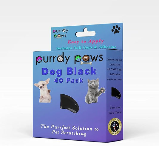 40 Pack Soft Nail Caps for Dog Claws Black Jumbo