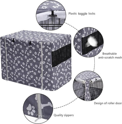 Pethiy Dog Crate Cover Durable Polyester Pet Kennel Cover Universal Fit for Wire Dog Crate - Fits Most 48 inch Dog Crates - Cover only-Sky Gray-48