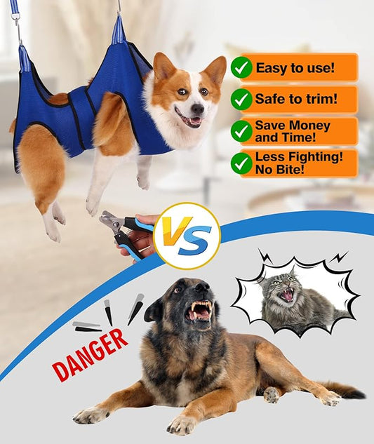 X-Large Dog Hammock for Grooming with Clipper/Trimmer, Dog Grooming Sling for Nail Clipping/Trimming