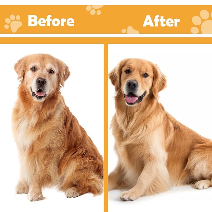 Dematting Comb for Dogs,Undercoat Rake for Dogs Cats 2-in-1 Stainless Steel Shedding Brush with Antislip Wooden Handle Pet Grooming Brush Effective for Cat Tangles Hair