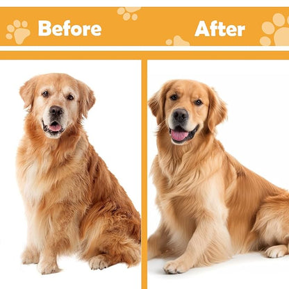 Dematting Comb for Dogs,Undercoat Rake for Dogs Cats 2-in-1 Stainless Steel Shedding Brush with Antislip Wooden Handle Pet Grooming Brush Effective for Cat Tangles Hair