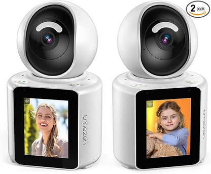TMEZON 2pk Two Way Audio Video Pet Dog Camera with Speaker Video Calling Devices for Grandparents Wireless Security Camera Indoor Monitor 1080P with Phone app Motion Detection