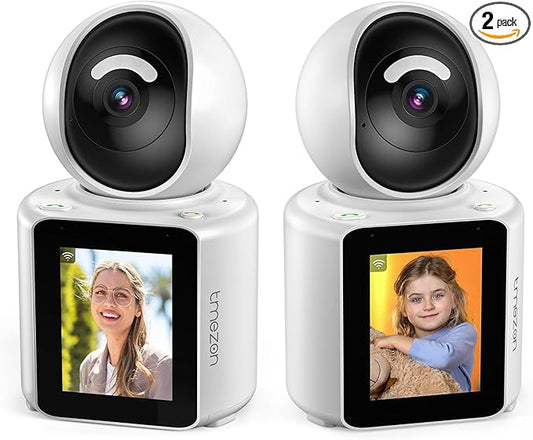 TMEZON 2pk Two Way Audio Video Pet Dog Camera with Speaker Video Calling Devices for Grandparents Wireless Security Camera Indoor Monitor 1080P with Phone app Motion Detection