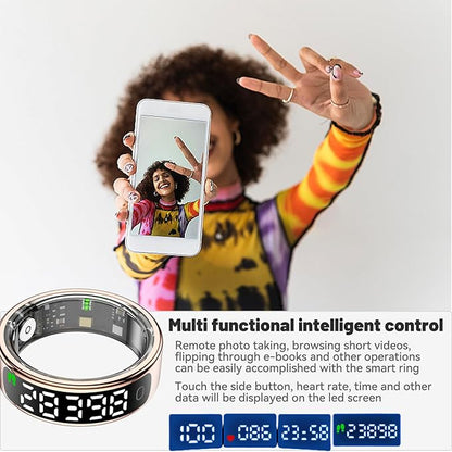 Smart Health Ring for Women Men, Smart Ring Fitness Tracker for iOS Android, Heart Rate, Blood Oxygen, Blood Pressure, Sleep Monitoring,5ATM Waterproof, No Subscription Fee (Silver, 10#)