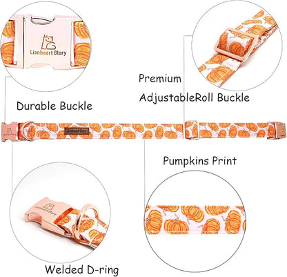 Lionheart glory Halloween Dog Collars Pumpkin Dog Collar Heavy Duty Adjustable Fall Dog Collar for Large Collar Dog Female or Male Dog Collar