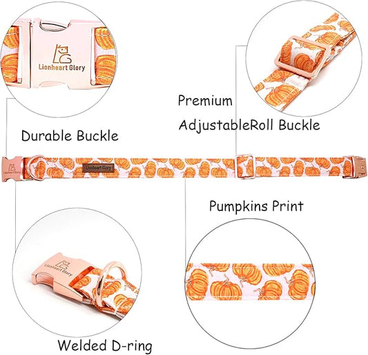 Lionheart glory Halloween Dog Collars Pumpkin Dog Collar Heavy Duty Adjustable Fall Dog Collar for Small Collar Dog Female or Male Dog Collar