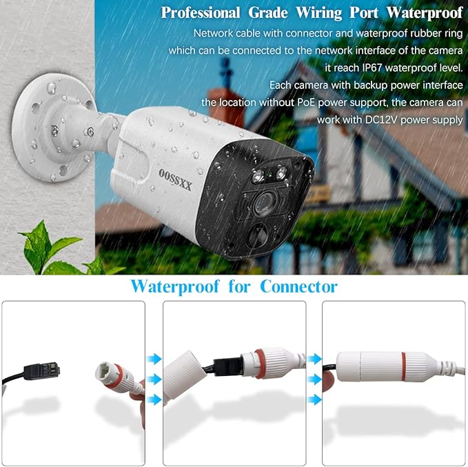 OOSSXX (4K/8.0 Megapixel & 130° Ultra Wide-Angle) 2-Way Audio PoE Outdoor Home Security Camera System Wired Outdoor Video Surveillance IP Cameras System