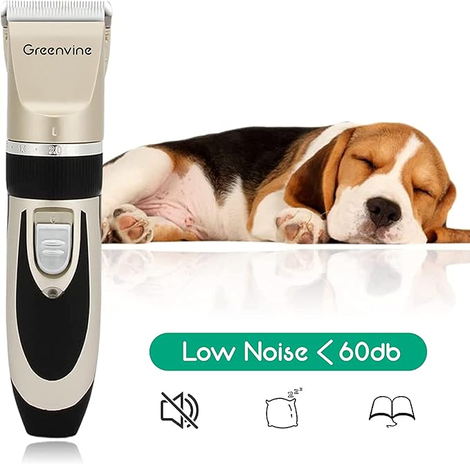 Dog Shaver Clippers, Professional Pet Hair Trimmer, Rechargeable, Low Noise, Includes Comb Guides, Scissors, Nail Kit, Suitable for Dogs, Cats & Other Pets
