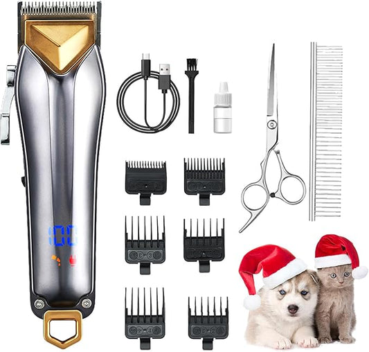 Dog Clippers for Grooming Low Noise Professional Pet Grooming Kit Rechargeable Cordless Electric Dog Hair Trimmer for Thick Coat High Power 7000RPM Pet Supplies for Dogs Cats Animals