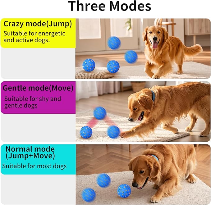 Smart Interactive Dog Toys, Activated Moving, Bouncing, Rotating Ball for Medium/Large Dogs, Motion-Activated Dog Ball to Keep Them Busy, IP54 Waterproof & E-TPU, Fun & Engaging Dog Gift