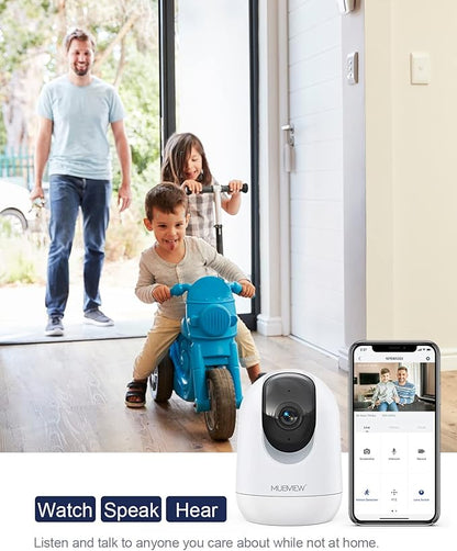MUBVIEW Cameras for Home Security, 2.4/5GHz WiFi 2K Indoor Wired Se2.curity Baby/Pet Camera with Phone App, Night Vision, 24/7 Record, 2-Way Audio, Motion Tracking, Cloud Storage