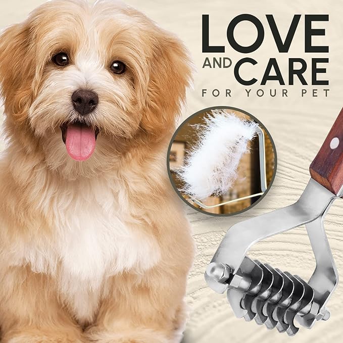 Flamia & Jabz Undercoat Rake for Dogs & Cats, Dematting Grooming Stripper Tool (6 Blades)
