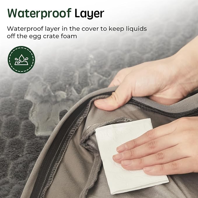 BALANCE Orthopedic Dog Bed, Egg Crate Foam Dog Couch for Pet Sleeping, Pet Sofa with Removable Washable Cover & Nonskid Bottom, Comfy Dog Bed for Small Dog, Grey