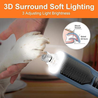 7-Speed Dog Nail Grinder & Dog Nail Trimmers for Large Medium Small Dogs Cats Pets Claw Trimmer Quick Sensor and Safety Guard Type-C Rechargeable with 360° LED Lights Pet Nail Trimmer