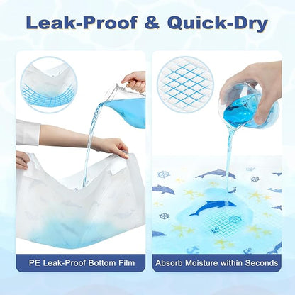MIZOK Puppy Pads, 36"x36" Dolphin Print Dog Pee Pads Extra Large with Adhesive Tabs, Leak-Proof, 6-Layer Leak-Proof Super Absorbent, Quick-Dry Disposable (30 Count)