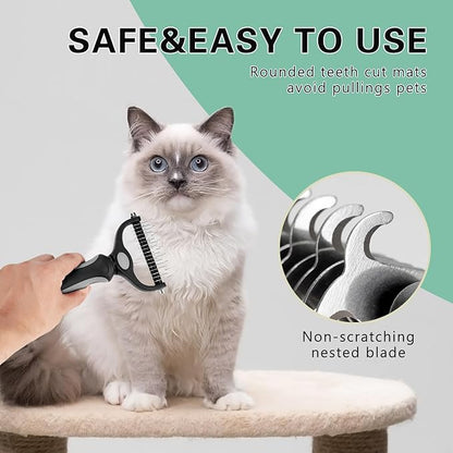 Deshedding Brush - Double-Sided Undercoat Rake for Dogs & Cats - Shedding Comb and Dematting Tool for Grooming, Extra Wide