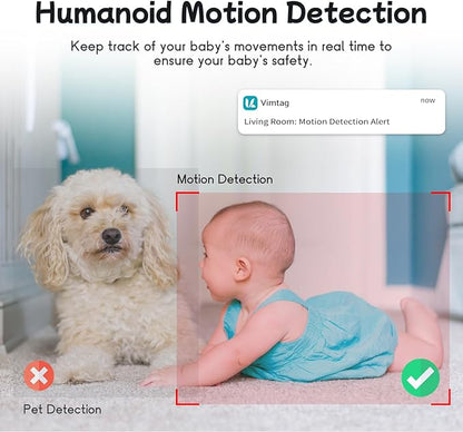 VIMTAG Indoor Camera 4K, Pet Camera with Speaker Pan-Tilt 360°, Cameras for Home Security Pet Baby Dog w/Motion Tracking Night Vision Phone App, 2-Way Audio, 24/7 SD & Cloud Storage,Work with Alexa