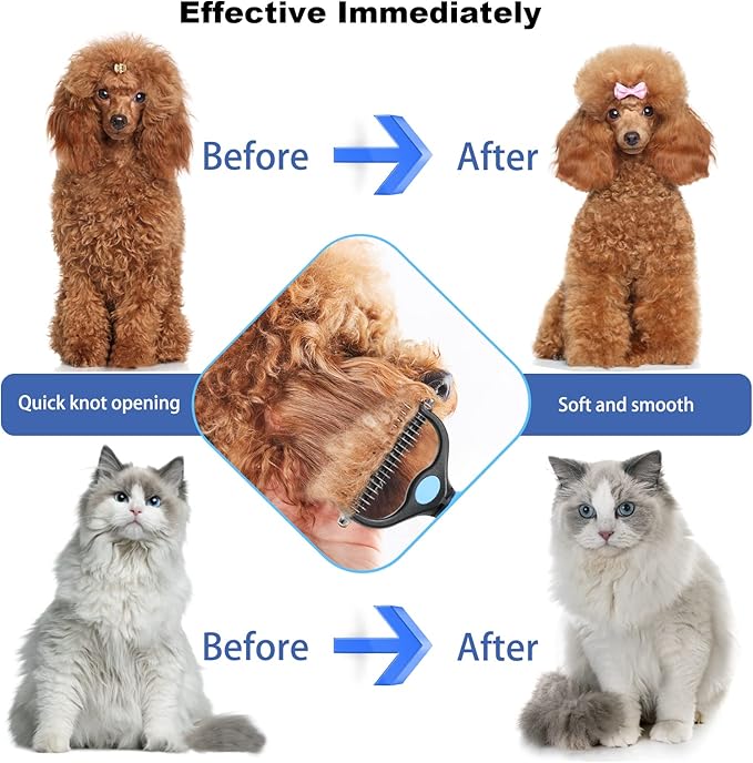 Dog Brush for Shedding,Double Sided Undercoat Rake Comb, Pet Grooming Brush for Small, Medium Dogs and Cats,Furminator Tool Remove 98% Mats,Tangles