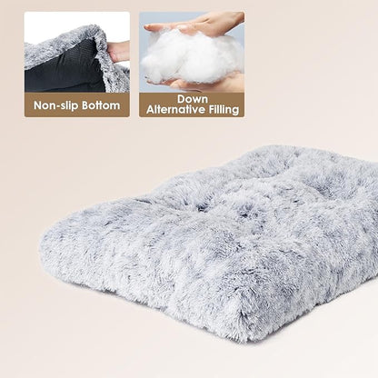 EHEYCIGA Fluffy XXL Dog Crate Pad, Plush Faux Fur Dog Bed for Extra Large Dogs, Calming Anti Anxiety XXL Dog Bed for Crate, Washable Soft Warm Dog Crate Mat with Non-Slip Bottom