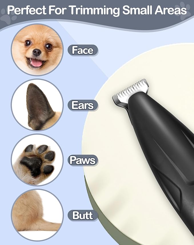 LEYOUFU Dog Clippers for Grooming, 2 Speed Low Noise Cordless Dog Paw Trimmer, Rechargeable Small Pet Hair Trimmer for Grooming, Cat Hair Clippers Shaver for Paws, Eyes, Ears, Face, Rump (Black)