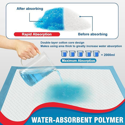 Tear-Resistant Incontinence Bed Pads 40'' x 36'' (50 Count ) with 130 Gram Heavy Duty Disposable Underpads Chucks Pads for Adults, Kids & Elderly | Protection Pads for Bed, Sofa, and Chair