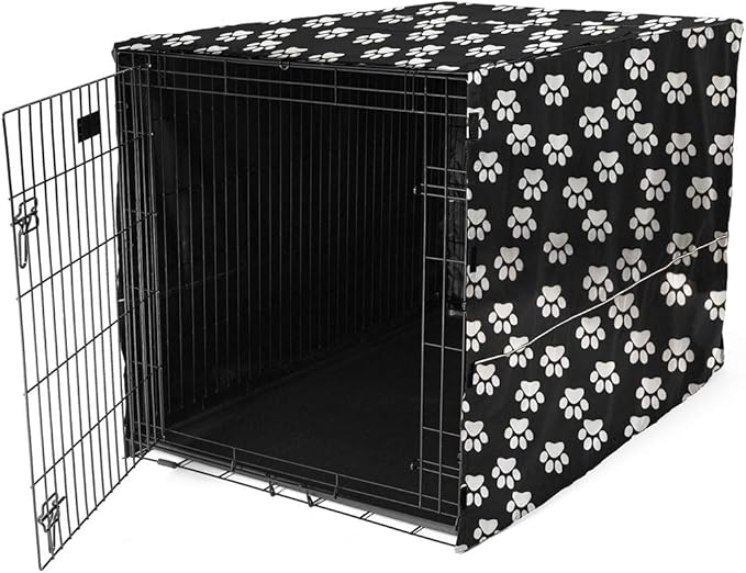 Morezi Dog Crate Cover for Wire Crates, Heavy Nylon Waterproof, Fits Most 25" inch Dog Crates, Easy to Put On, Take Off, and Adjust - Cover only - Black - Small