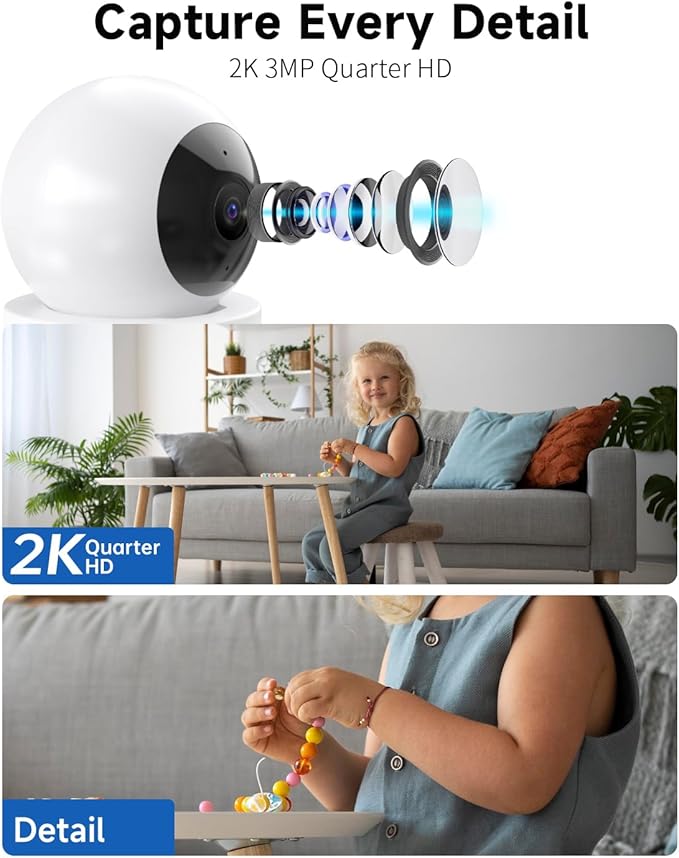 [5G & 2.4G] 2K Pan/Tilt Security Cameras for Home Security Indoor, AI Voice Change for 2-Way Talk, Motion Detection, 24/7 SD Recording/Cloud Storage, Baby Monitor/dog/Pet Camera with Phone App, 4