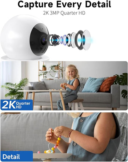 [5G & 2.4G] 2K Pan/Tilt Security Cameras for Home Security Indoor, AI Voice Change for 2-Way Talk, Motion Detection, 24/7 SD Recording/Cloud Storage, Baby Monitor/dog/Pet Camera with Phone App, 4