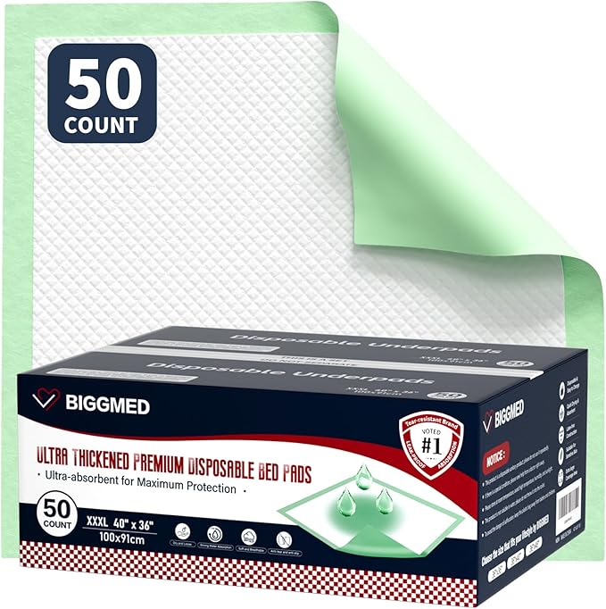 Chucks Pads Disposable Adult 40'' X 36'' (50 Pads) Underpads for Incontinence Ultra-Absorbent & Leak-Proof Bed Pads for Adults, Elderly and Kids