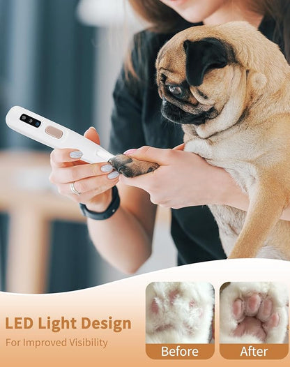 Dog Paw Trimmer with LED Light, Ultra-Low Noise Dog Trimmer Grooming Kit with Replacement Blades, Waterproof Rechargeable Pet Hair Clippers for Small Dogs Cats Paws, Eyes, Ears, Face, Rump